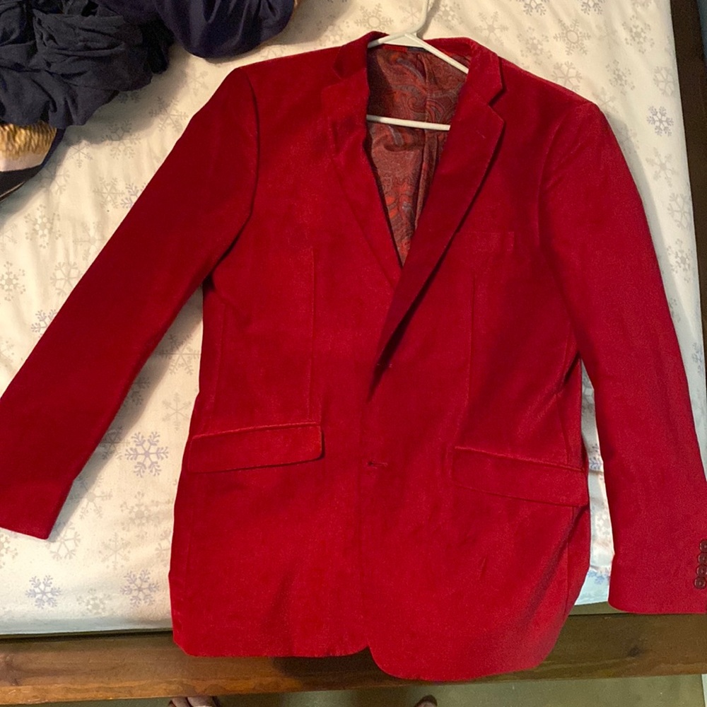 Red velvet suit coat